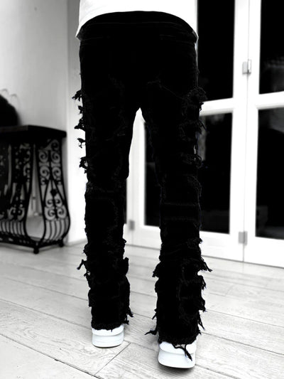 Men's new stretch patch denim straight Jeans