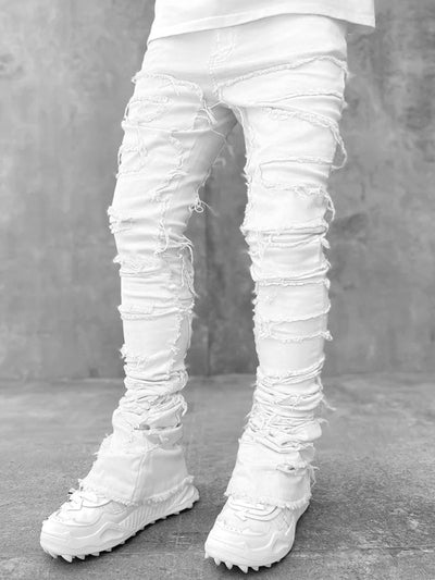 Men's new stretch patch denim straight Jeans