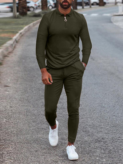 Men's Lapel Long Sleeve Pants Set