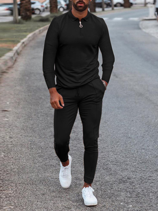 Men's Lapel Long Sleeve Pants Set
