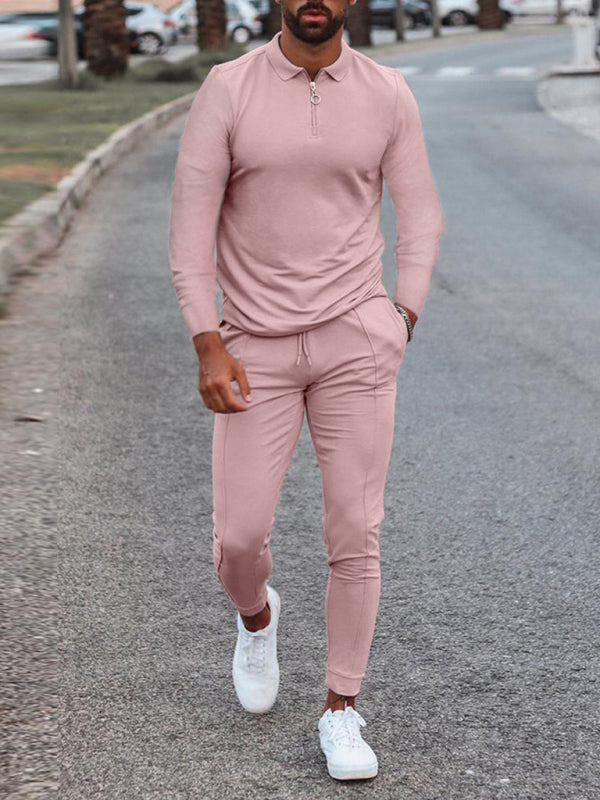 Men's Lapel Long Sleeve Pants Set