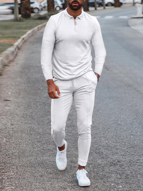 Men's Lapel Long Sleeve Pants Set