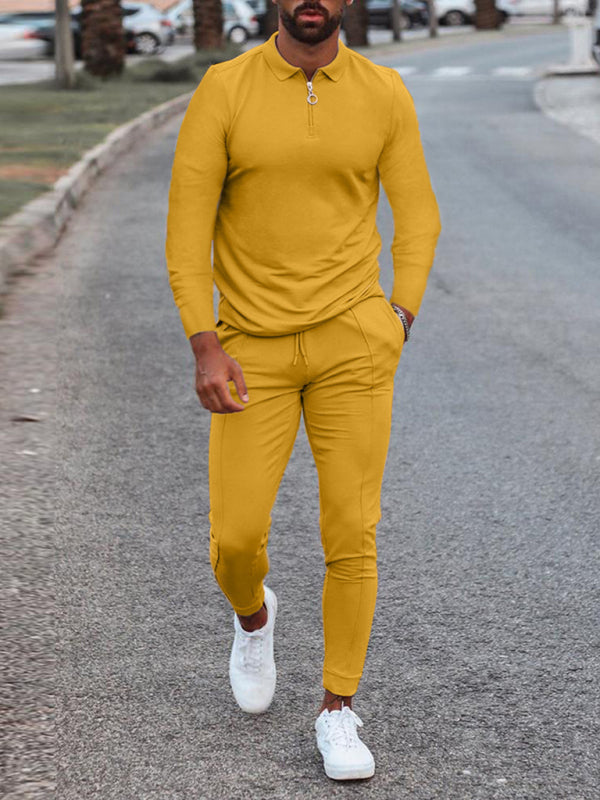 Men's Lapel Long Sleeve Pants Set