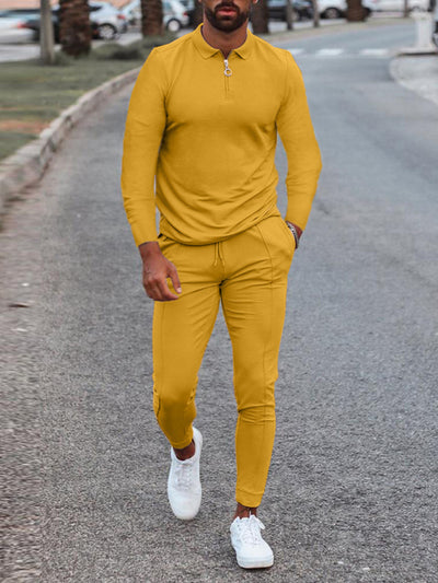 Men's Lapel Long Sleeve Pants Set