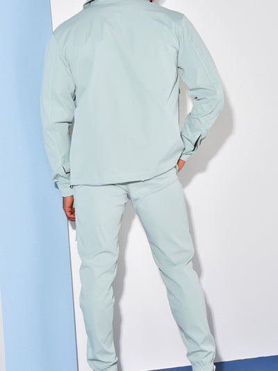 Men's casual solid color lapel long-sleeved Set