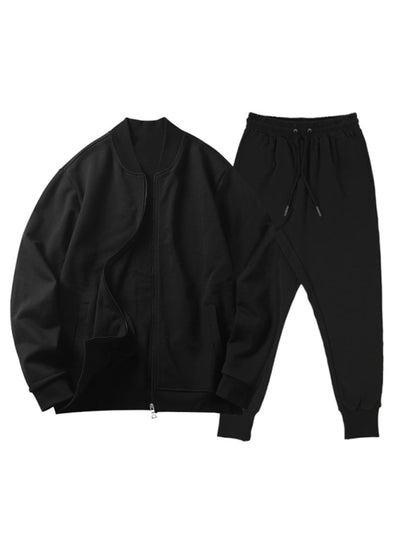 Men's casual solid color baseball collar jacket suit