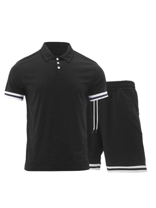 Men's lapel Polo Shirt short set