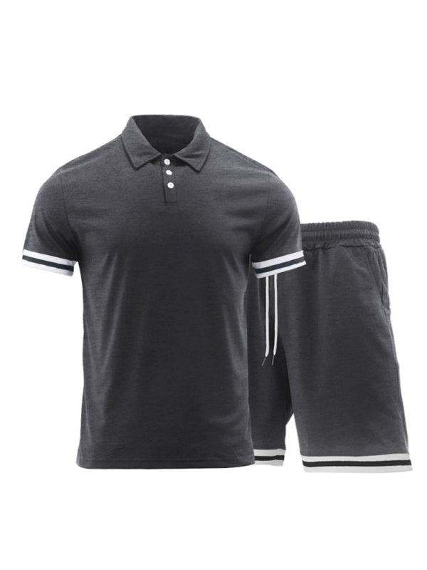 Men's lapel Polo Shirt short set