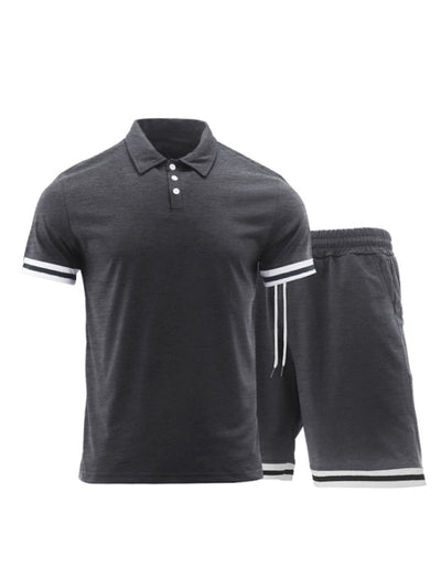 Men's lapel Polo Shirt short set