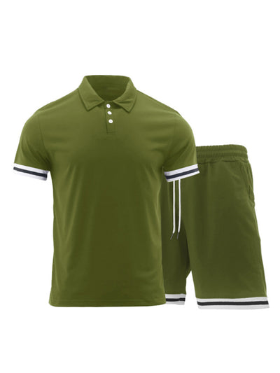Men's lapel Polo Shirt short set