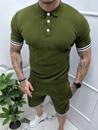 Men's lapel Polo Shirt short set