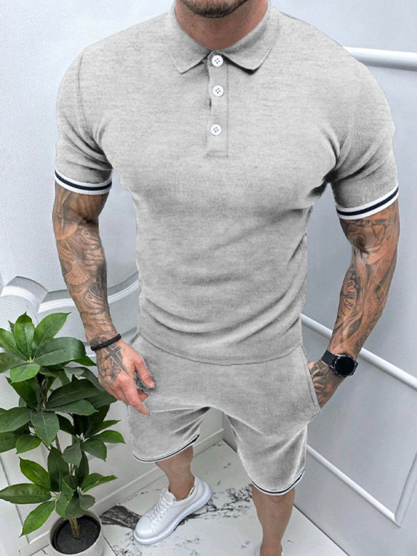 Men's lapel Polo Shirt short set