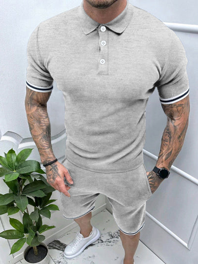 Men's lapel Polo Shirt short set