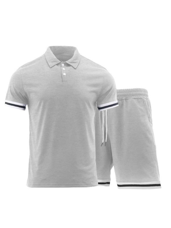 Men's lapel Polo Shirt short set