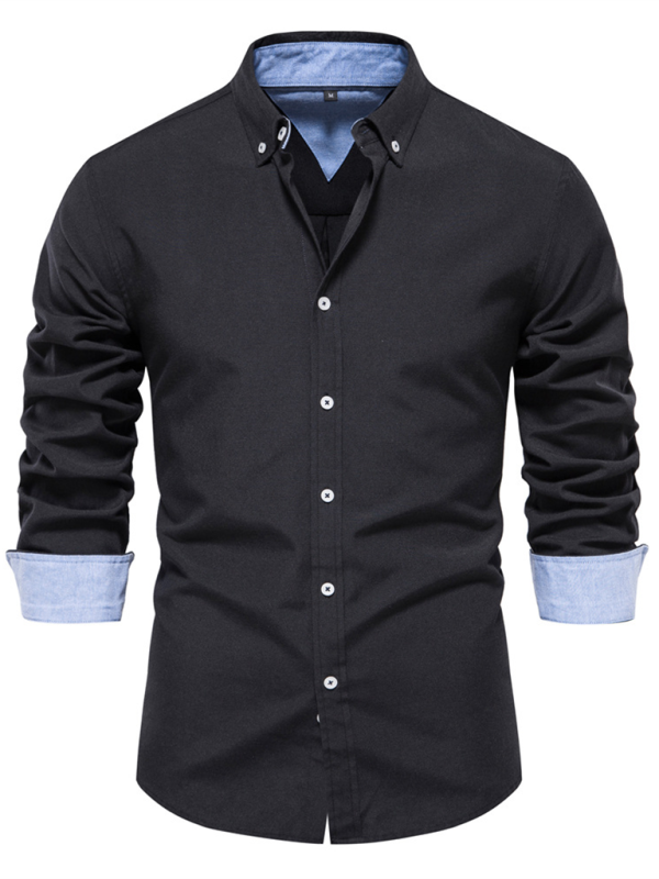 Men's casual versatile solid color long-sleeved Shirt
