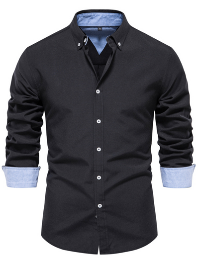 Men's casual versatile solid color long-sleeved Shirt