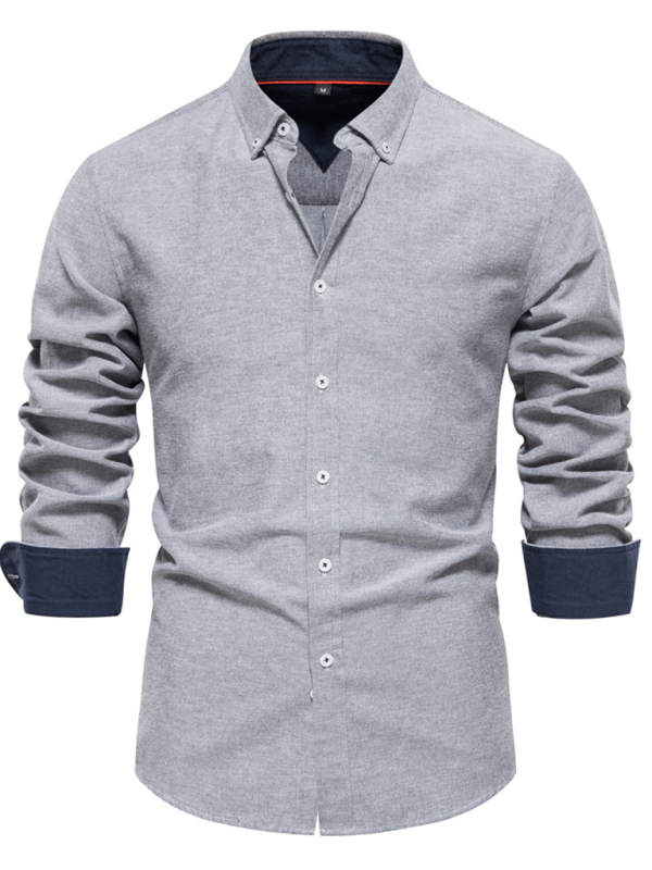 Men's casual versatile solid color long-sleeved Shirt
