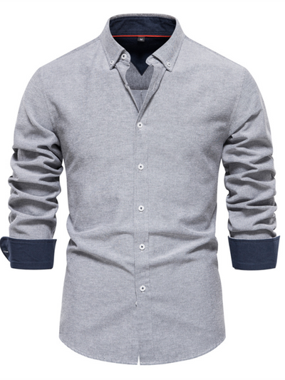 Men's casual versatile solid color long-sleeved Shirt