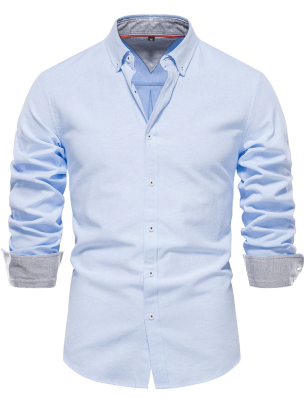 Men's casual versatile solid color long-sleeved Shirt