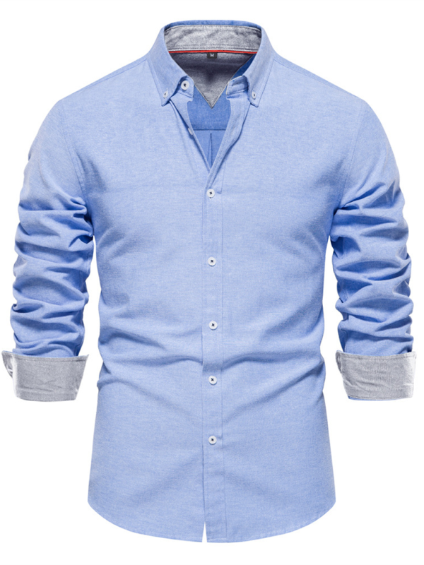 Men's casual versatile solid color long-sleeved Shirt