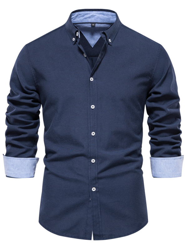 Men's casual versatile solid color long-sleeved Shirt