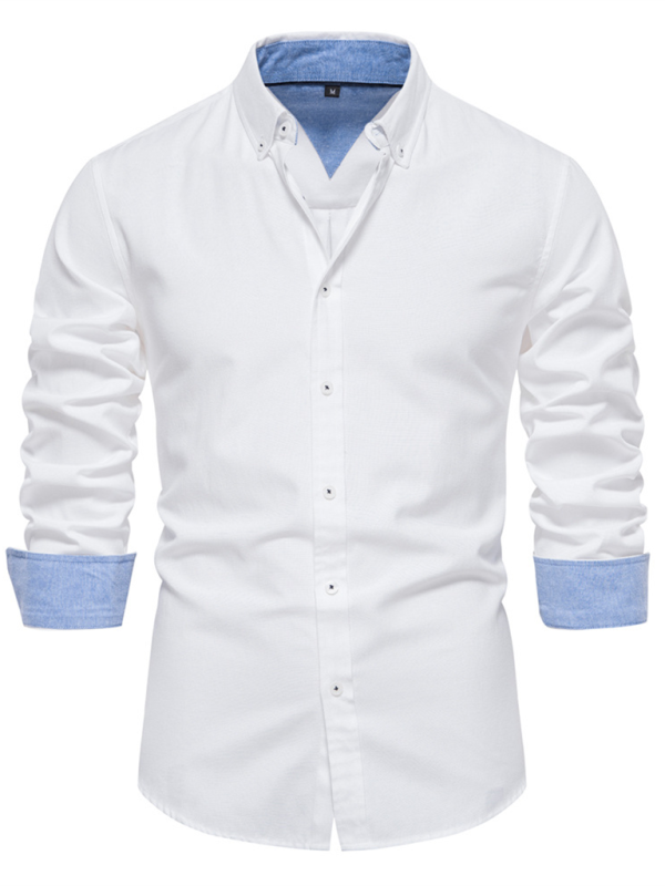 Men's casual versatile solid color long-sleeved Shirt