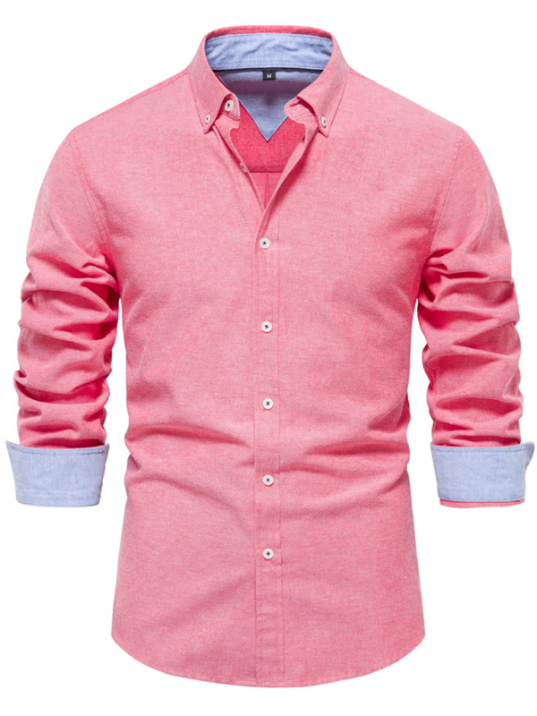 Men's casual versatile solid color long-sleeved Shirt