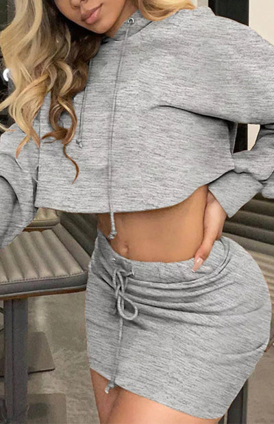Women's Casual Sports Sweater Skirt Set
