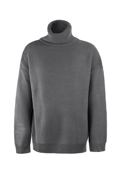 Woman Knit Long Sleeves High Neck Sweater