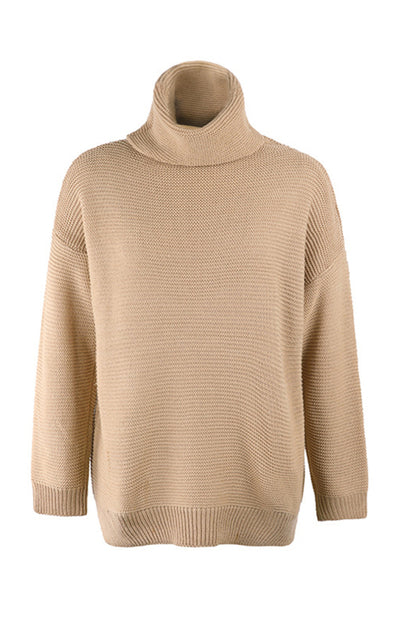 Woman Knit Long Sleeves High Neck Sweater