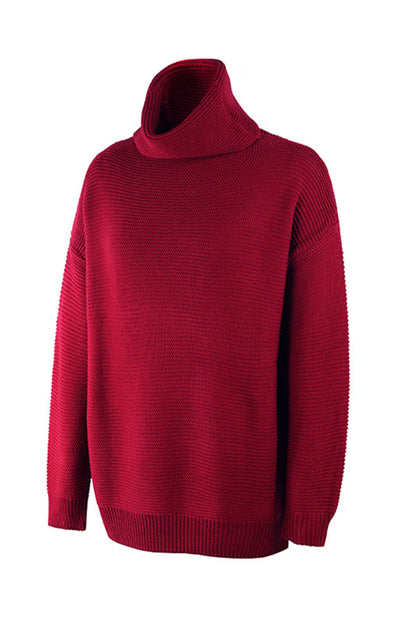 Woman Knit Long Sleeves High Neck Sweater