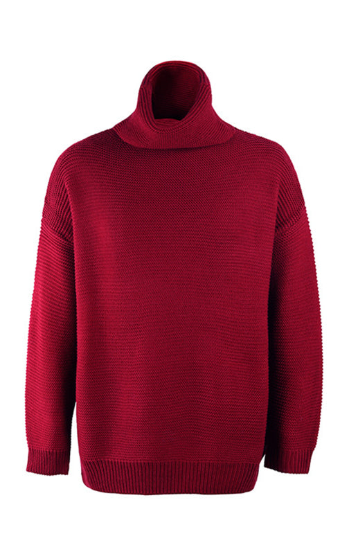 Woman Knit Long Sleeves High Neck Sweater