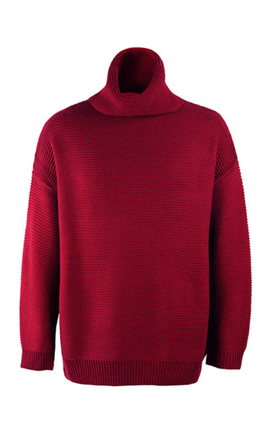 Woman Knit Long Sleeves High Neck Sweater
