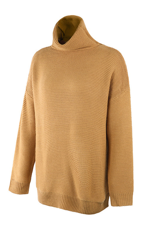 Woman Knit Long Sleeves High Neck Sweater