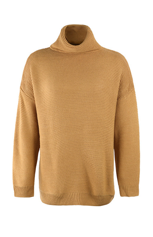Woman Knit Long Sleeves High Neck Sweater