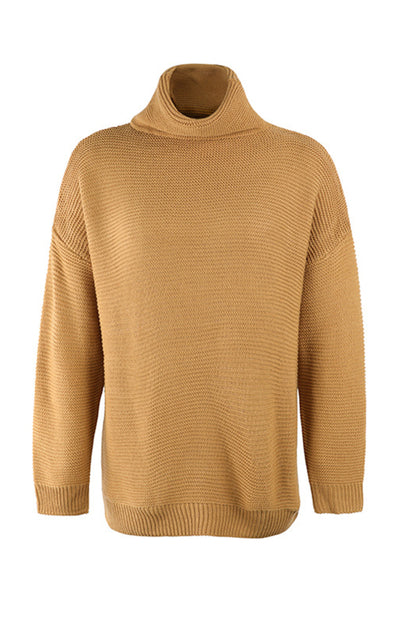 Woman Knit Long Sleeves High Neck Sweater
