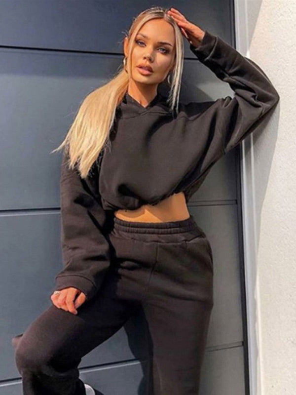 women's fashion long-sleeved Hoodie two-piece set