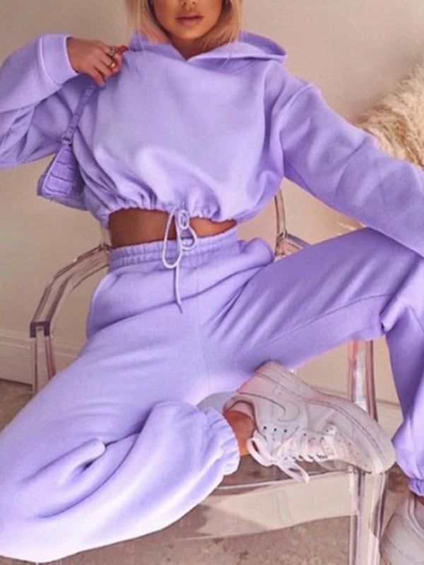 women's fashion long-sleeved Hoodie two-piece set
