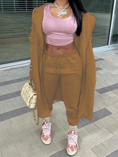 women's long hoodie set