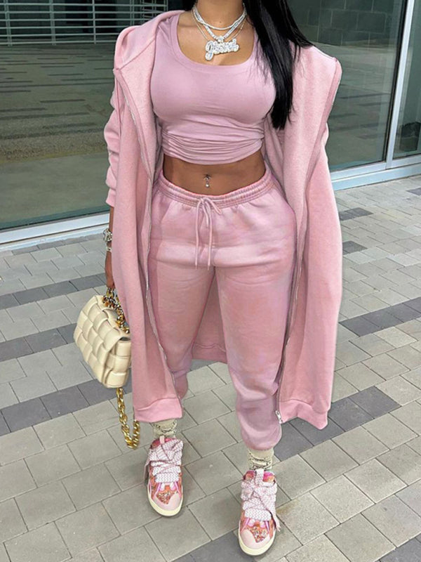 women's long hoodie set