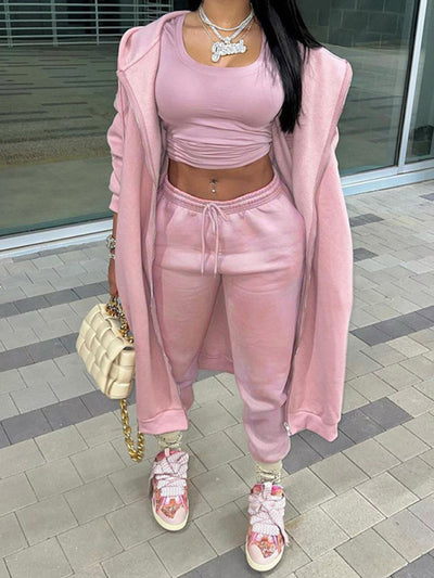 women's long hoodie set