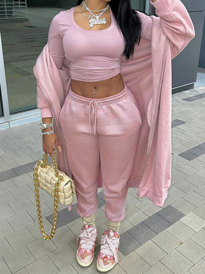 women's long hoodie set