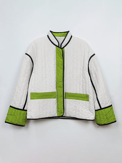 women's color contrast cotton coat