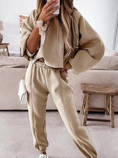 women's Loose Fit hooded sweatshirt set