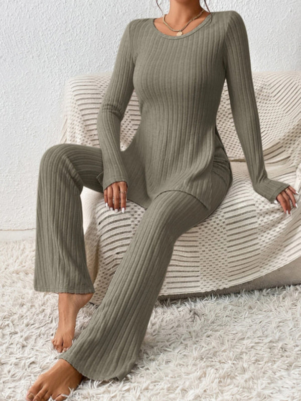 Women's slim side slit knitted two-piece set
