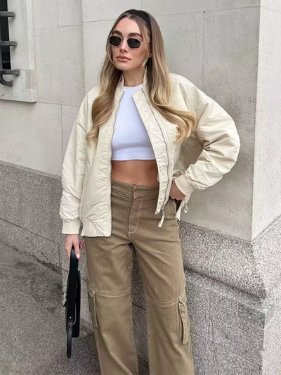 Women's Cardigan Stand Collar Jacket Baseball Jacket