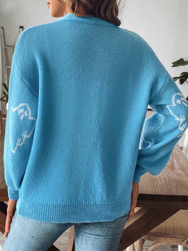 Women's Sweater Cartoon Jacquard Cardigan