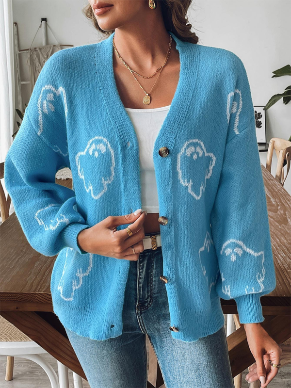 Women's Sweater Cartoon Jacquard Cardigan