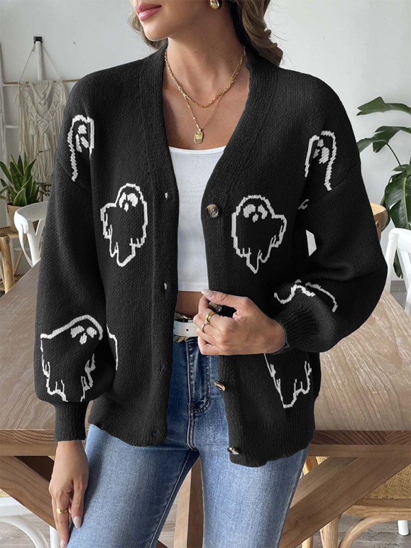 Women's Sweater Cartoon Jacquard Cardigan