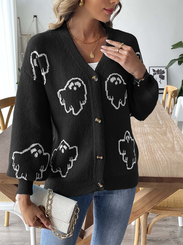 Women's Sweater Cartoon Jacquard Cardigan
